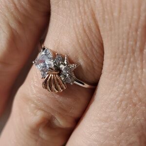 STERLING SILVER SEASHELL/STARFISH RING